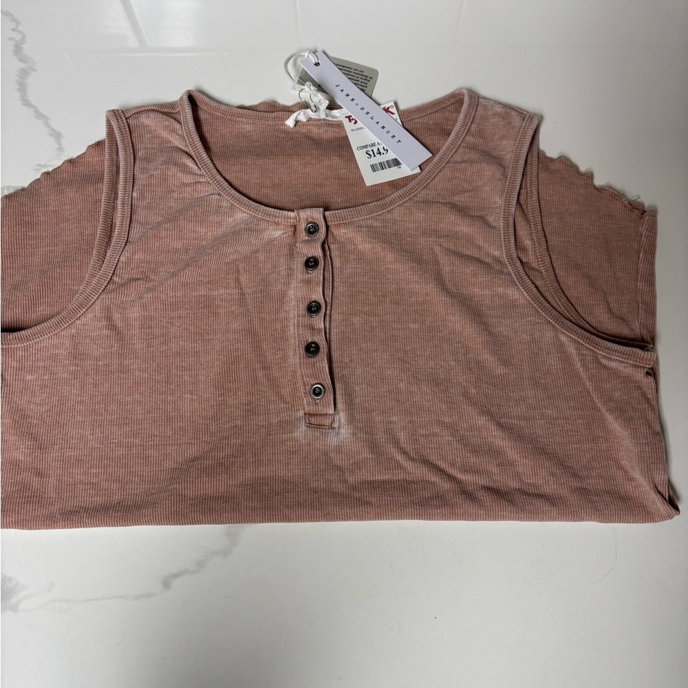 St. John's Bay Pink Buttoned Tank Top